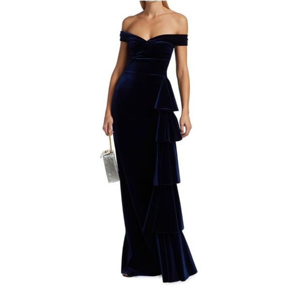 Chiara Boni La Petite Robe Willa Off-The-Shoulder Velvet Gown